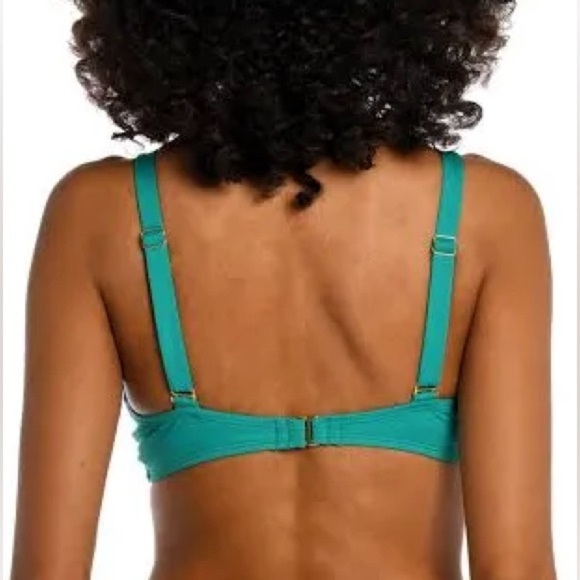 La Blanca Swim Top Underwire Twist Front Emerald Green Island Goddess Size 8 NWT - Picture 2 of 5